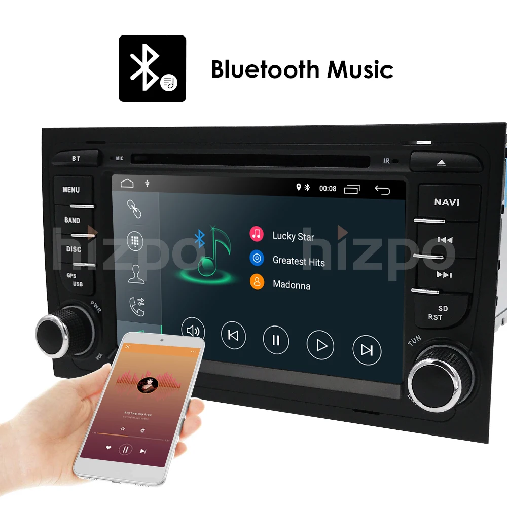 Camera1024* 600 4 ядра 2din Android 9,0 Автомобильный Dvd плеер для автомобиля Audi A4(8E/8н) 2000-2012 S4 RS4 B6 B7 сиденье Exeo gps Navi