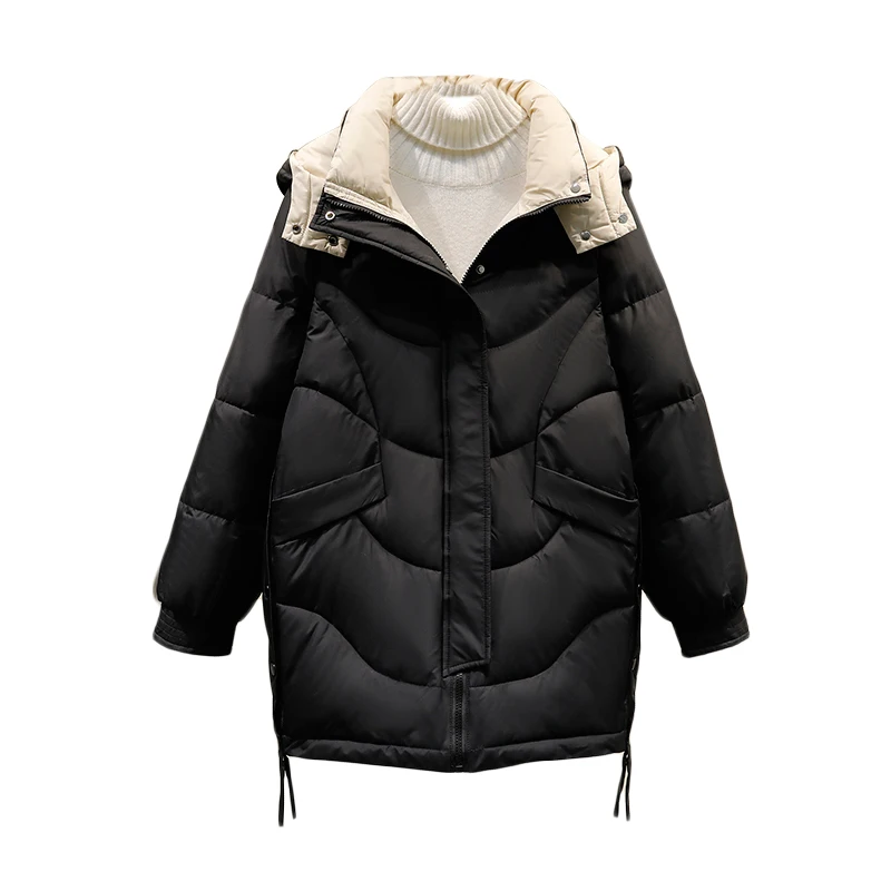 

New 2021 Winter Women's Parka Long Hooded Coat Women Jacket Female Warm Thick Ladies Outerwear Black