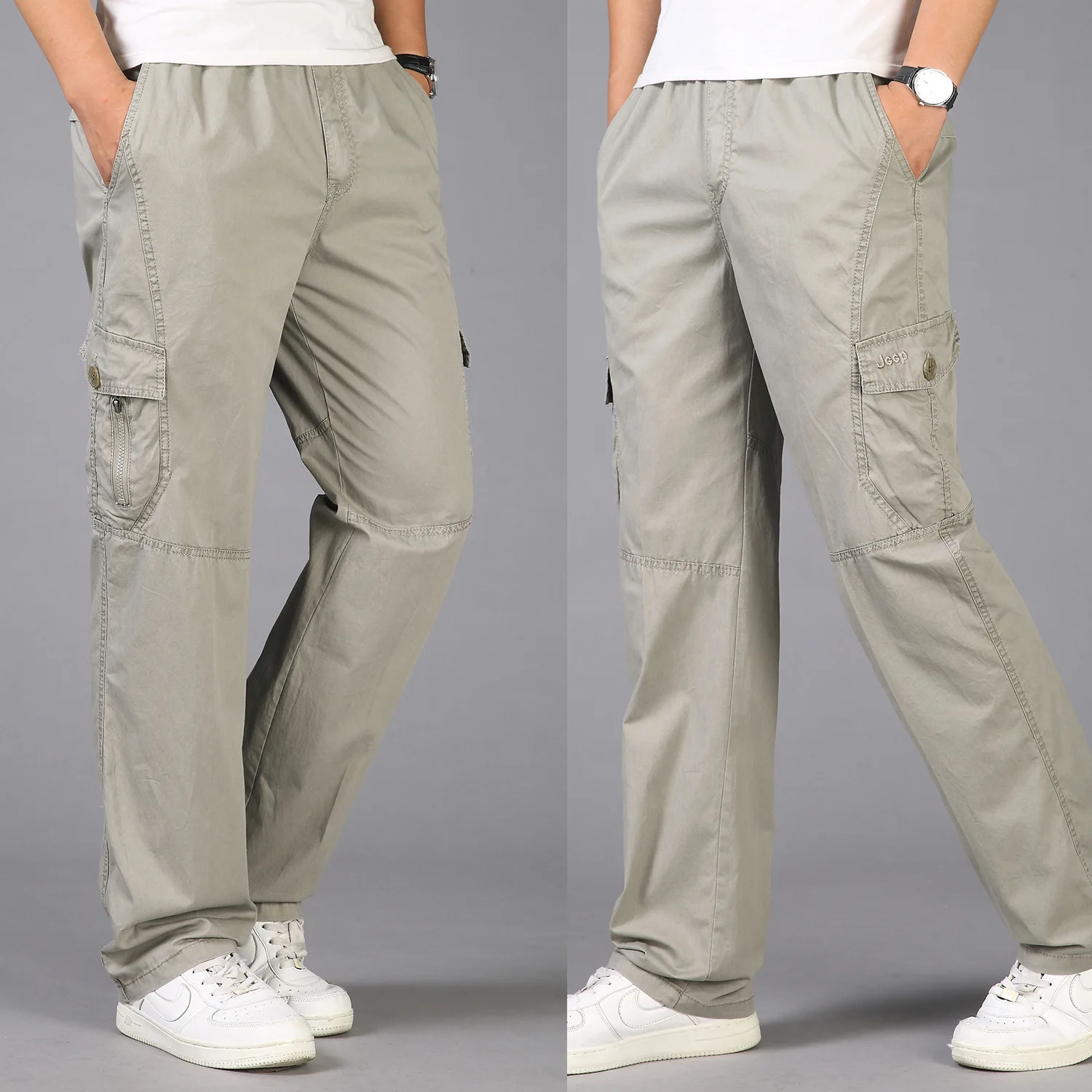 

Loose Plus Size Cargo Pants Casual Men's Elastic Waist Multi Pocket Overall Cotton Pants Male Long Baggy Large Trouser Pants 6XL