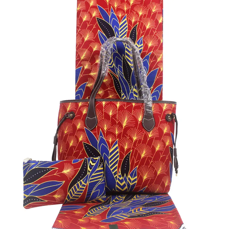 

Набор из Африканской вощеной сумки с Африканским принтом и сумочки из Анкары