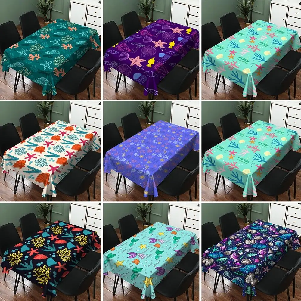 Новая модная скатерть с узором в виде ракушек кухонная Водонепроницаемая