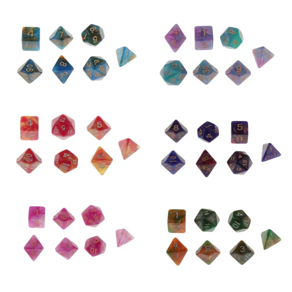 

7 шт. многогранные игральные кости для DND D20 D12 D10 D8 D6 D4