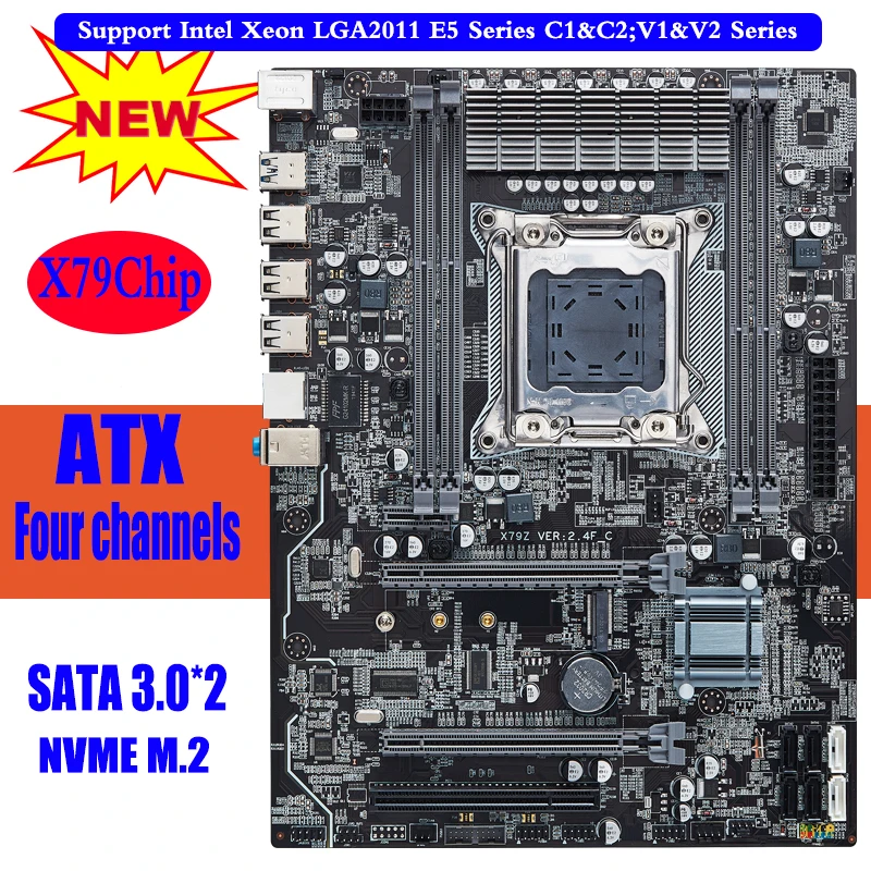 X79 материнская плата v2.4f lga2011материнская Channel Deluxe ATX USB3.0 SATA3.0 M2 игровая
