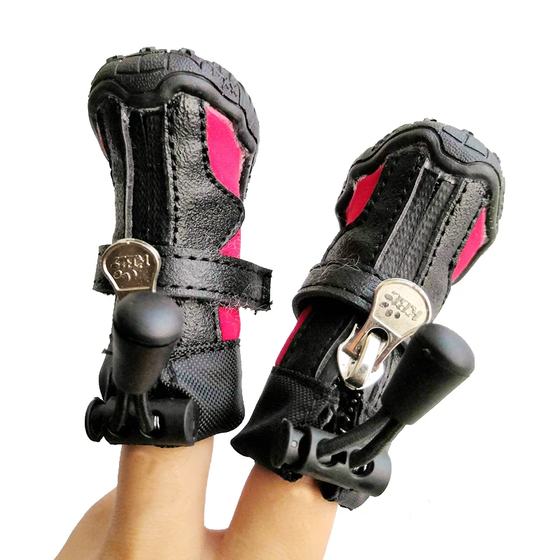 Водонепроницаемые зимние черные ботинки для собак йоркширов нескользящие