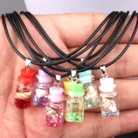 unique creative pendant necklace transparent glass bottle conch color crystal pendant female necklace fashion jewelry diy