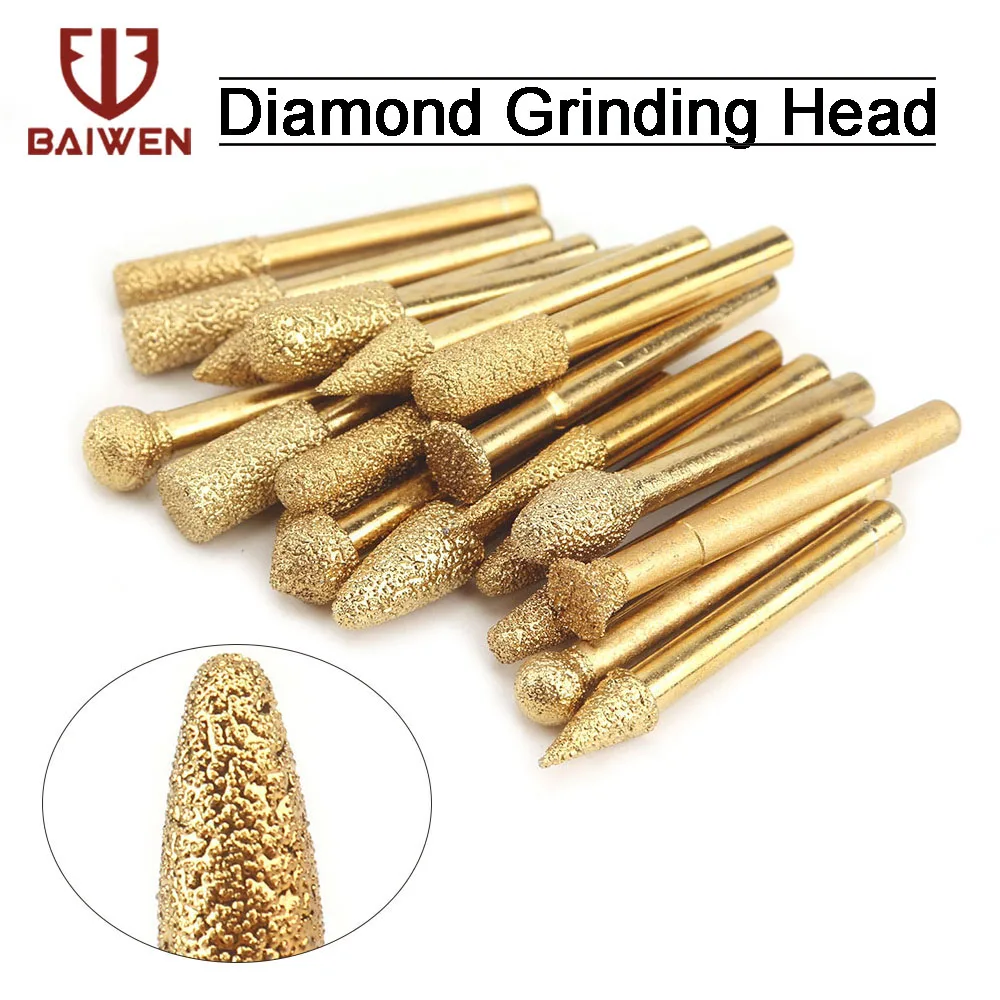 

20pcs Diamond Grinding Head Wheel Dremel Rotary Tool Vacuum Brazed Straight Router Bit For Stone Jade Polishing Carving Tools