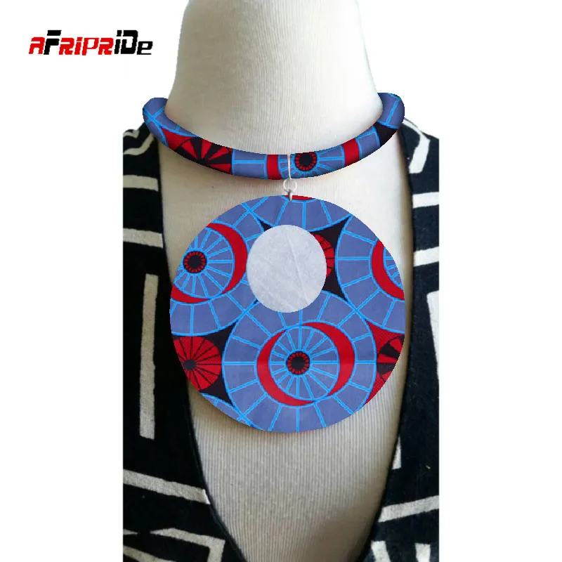 2020 Fashion African Print Necklace Ankara with Big Pendant Handmade Fabric Jewellery for Women SP075 | Тематическая одежда и