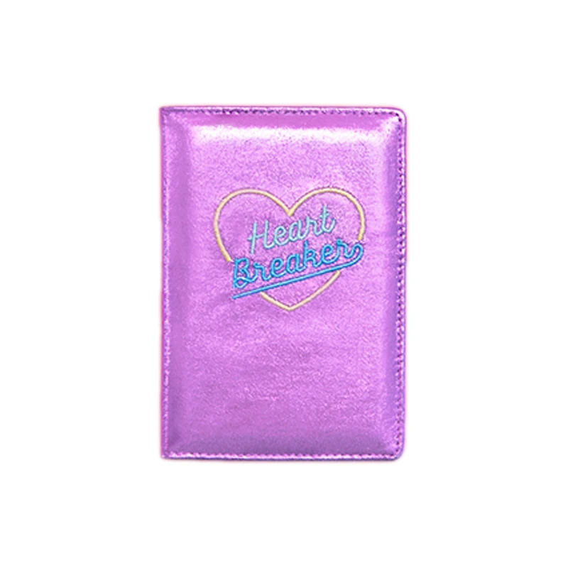 Embroidery purple Высококачественная Кожаная Обложка для паспорта, твердая карточка для вышивания, держатель с сердечком для мужчин и женщин, чехол для паспорта, бизнес унисекс, кошелек для путешествий - Цвет: Embroidery purple