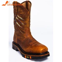 plus size 35 48 new retro male western boots fashion slip on solid chunky heels mens ankle boots casual autumn shoes man