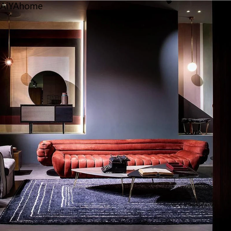 Nordic минималистическая Современная гостиная диван фланелевый типа &quotбанан&quot