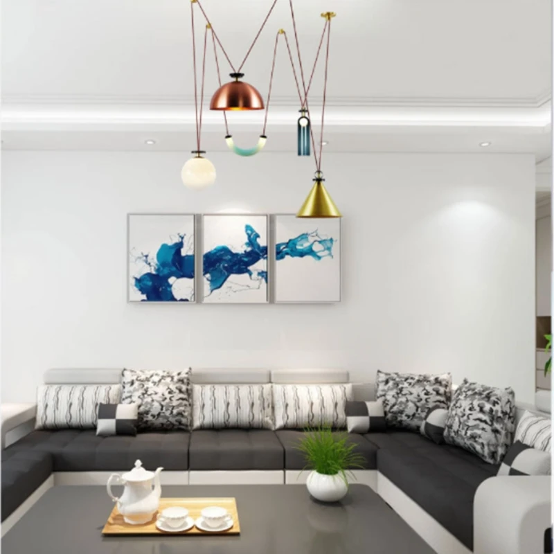 Линейный подвесной светильник в скандинавском стиле креативный виде шкива