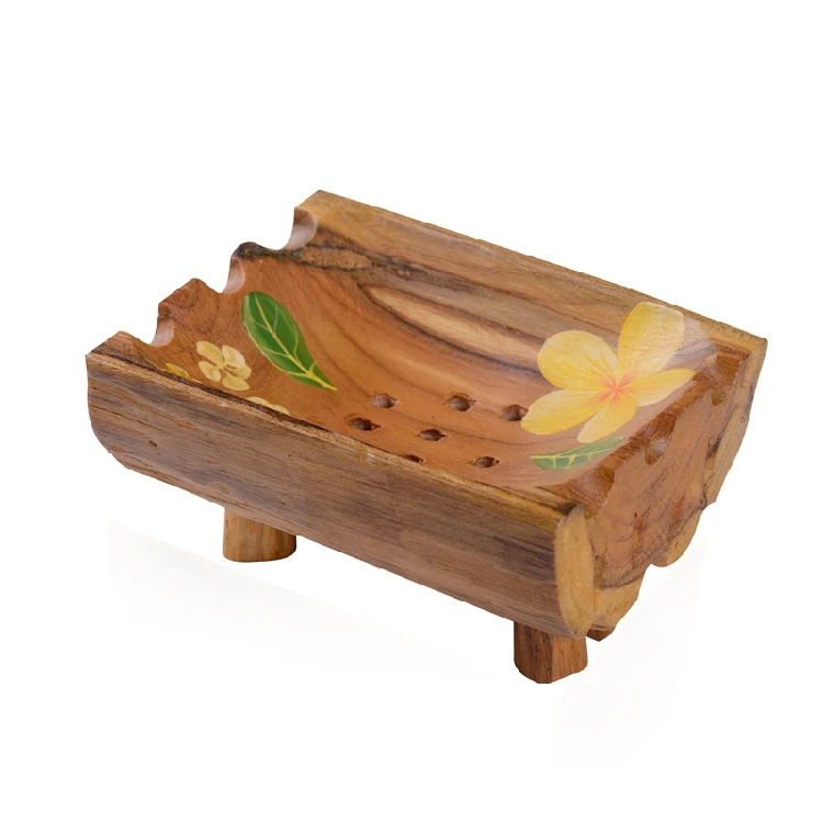 Твердая деревянная мыльница спа-стойка для ванной комнаты винтажная ручная