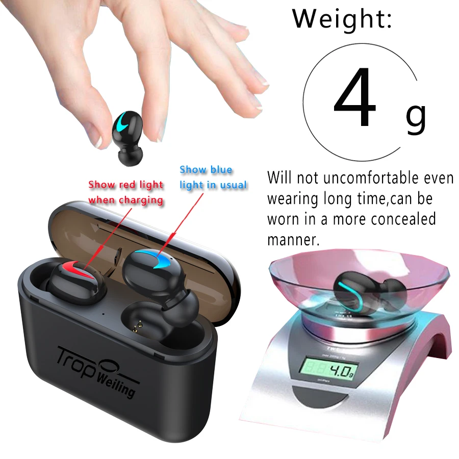 Троп Weiling TWS Bluetooth V5.0 наушники 3D стерео Спортивные Беспроводные с двойным