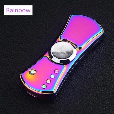 Rainbow Ручной Спиннер, Электронная зажигалка, беспламенная металлическая плазменная дуга, USB зажигалки, забавная игрушка-Спиннер, рождественский подарок для мужчин - Цвет: Rainbow