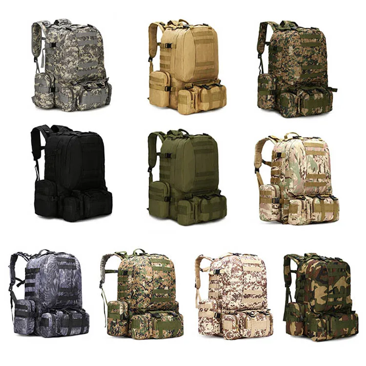 4 в 1 50 л Тактический Военный Рюкзак Molle, 600D нейлон Oudoor походный тактический рюкзак, водонепроницаемый камуфляж Альпинистский рюкзак сумки