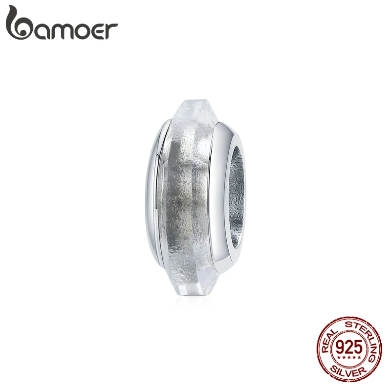 bamoer 100% 925 Silver Crystal Glass Bead Fairy Tale Town Charm for Original Bracelet Bangle Women DIY Making Jewelry SCC1818