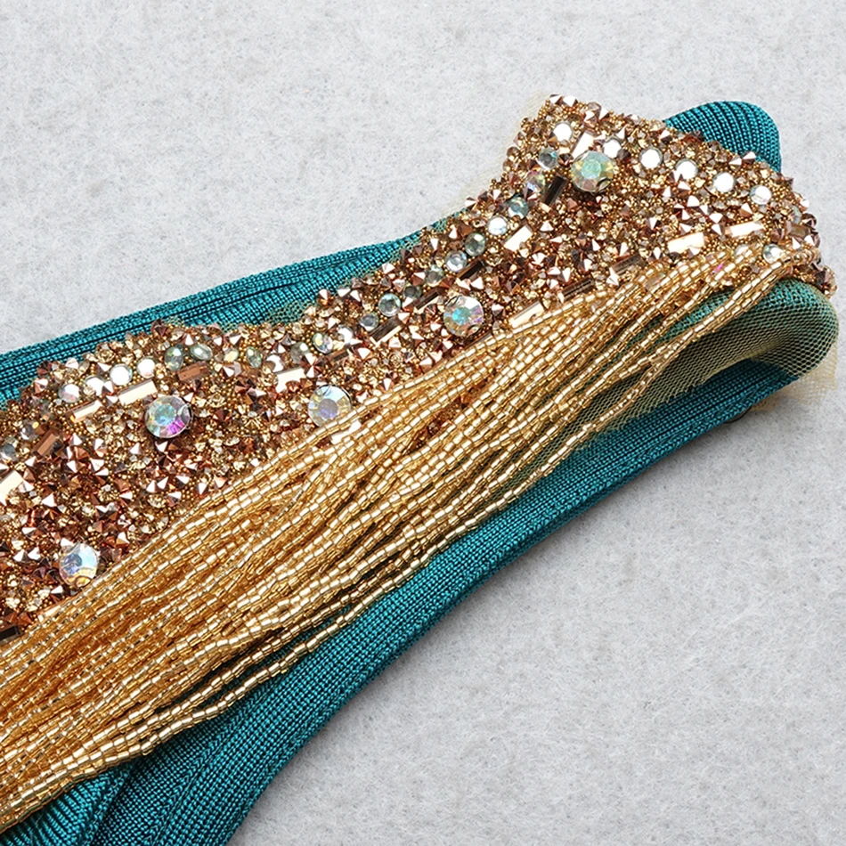 Новинка, Осеннее зеленое Бандажное Клубное платье с кисточками, Vestidos, сексуальное облегающее мини-платье с глубоким v-образным вырезом, вечернее платье для рождественской вечеринки
