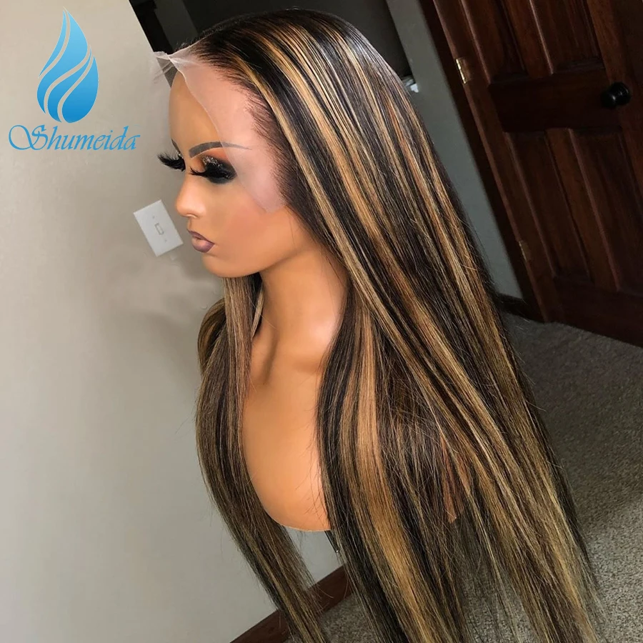 SHD 13*6 парики из человеческих волос на сетке спереди с детскими волосами хайлайтер