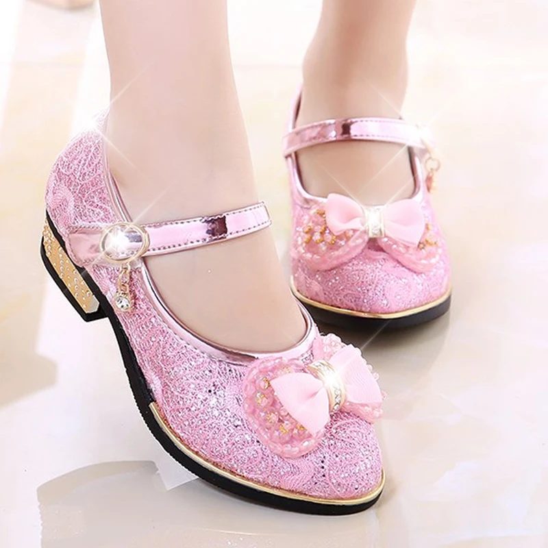Girls Sandals Children Shoes Princess Wedge Fashion PU Leather For Bow Non-slip Low Heels | Детская одежда и обувь