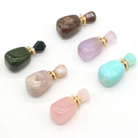 natural stone gem perfume bottle essential oil double hole pendant diy necklace jewelry accessories gift making 17x35mm