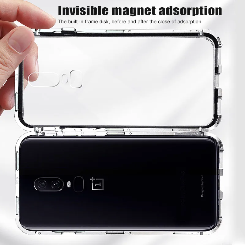 Чехол для One Plus 6 6T встроенный магнитный чехол стекло 5T Магнитный адсорбционный