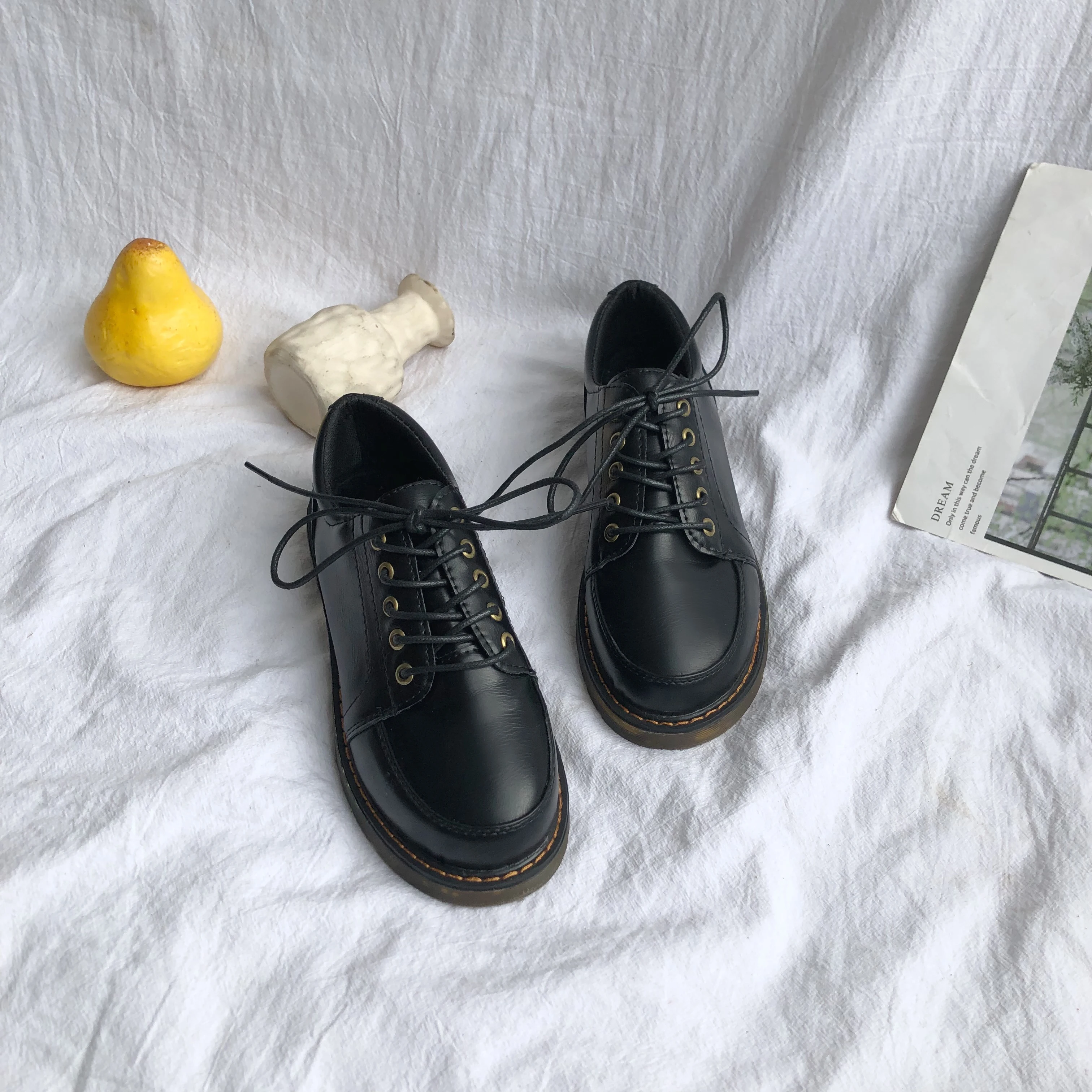 Маленькие кожаные туфли в британском стиле Женская обувь ретро японском для