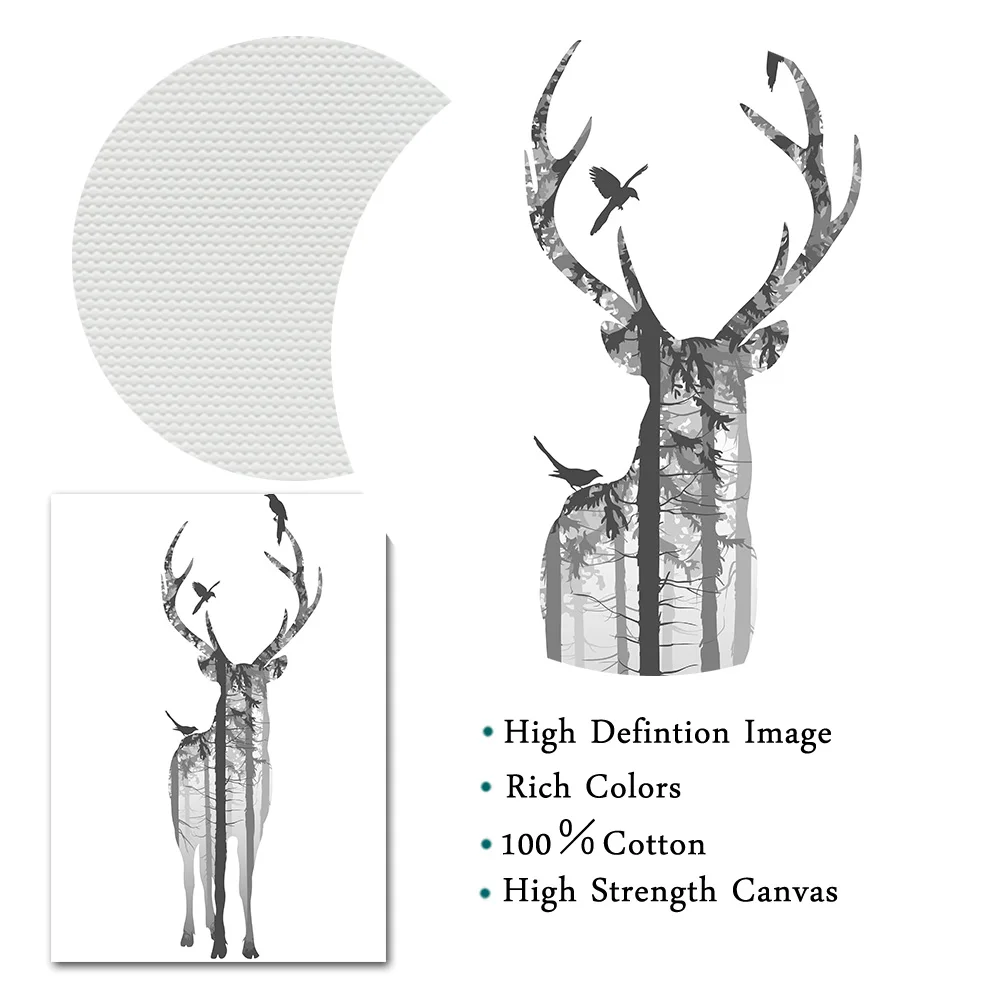 Abstact холст постер картина олень настенный художественный принт перо Одуванчик