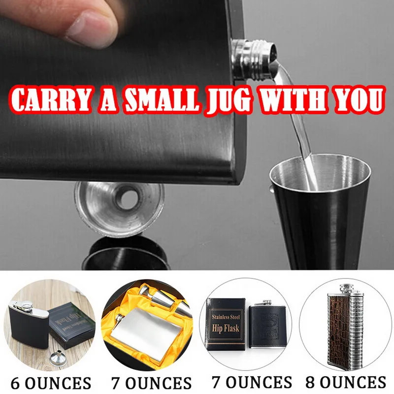 Карманный Портативный Нержавеющая сталь плоская фляжка 6/7/8 Oz Бокал Вина кружка