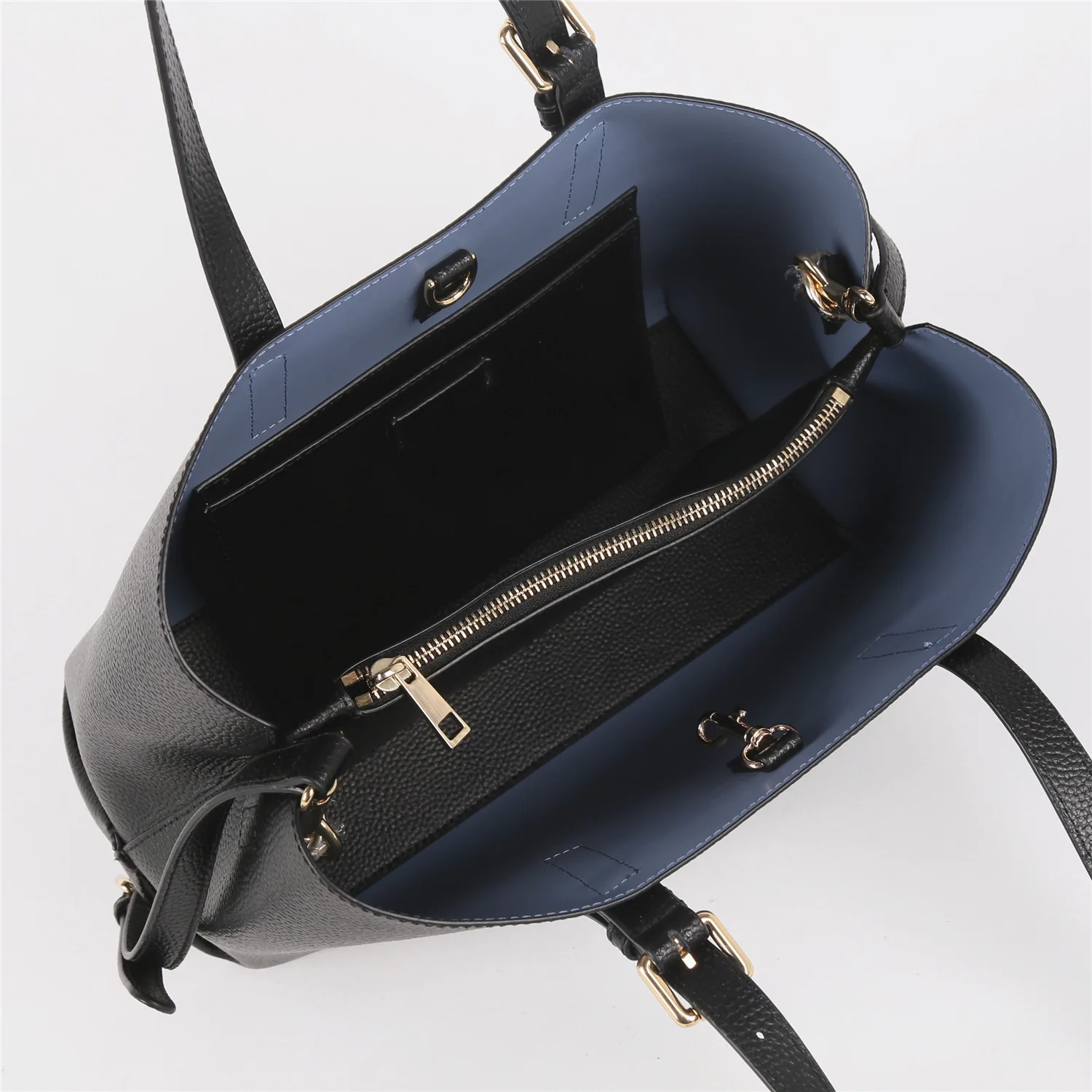 

OL luxury genuine leather black commuting top-handle handbag for women elegant first layer cowhide shoulder bag