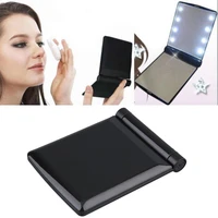 1pcs with 8 led foldable lights lamps women makeup mirrors lady cosmetic hand folding portable compact pocket mirror