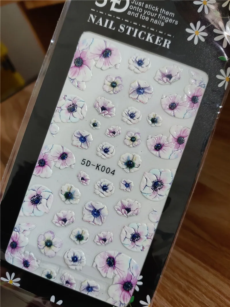 

Flower Daisy adhesive 5D nail sticker foil for nails art decoration cute cartoon designs nail decals manicure supplies tool