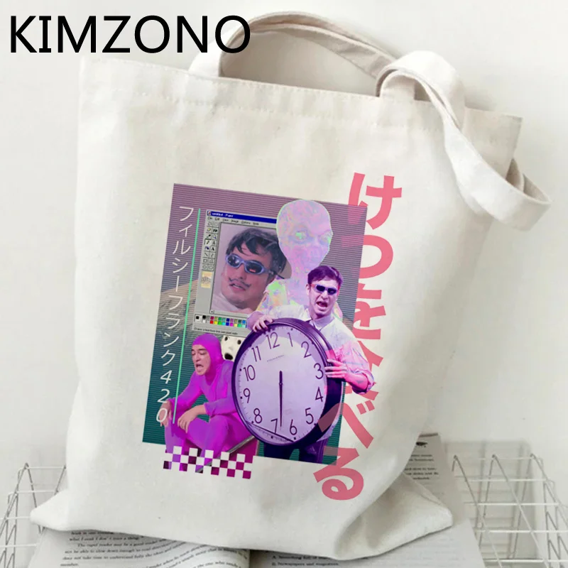 

Vaporwave shopping bag shopper recycle bag shopper canvas bolsa eco bag net tote reusable bolsa compra sac tissu