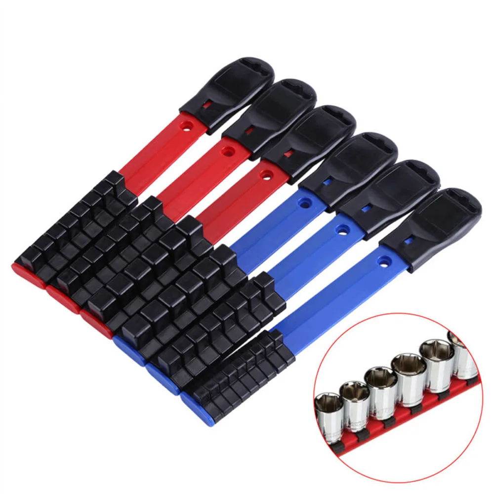 

6pcs Industrial Sockets Storage Tray Rail Rack Holder Tool Set 1/4 3/8 1/2
