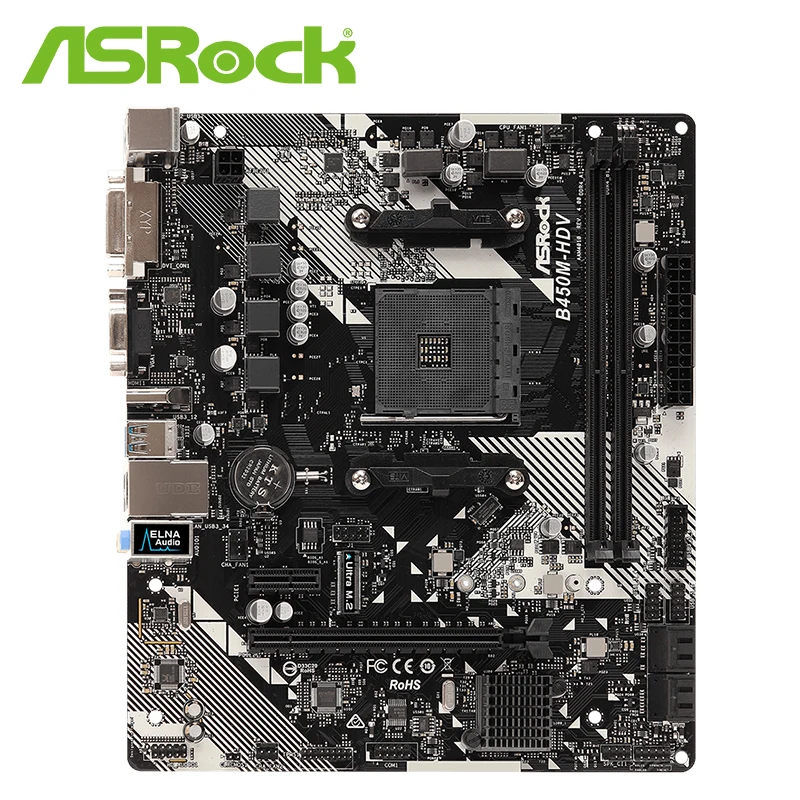 ASROCK B450M HDV R4.0 материнская плата M-ATX SATA 6 Гбит/с DVI-D USB3.1 M.2 гнездо AM4 B450 | Компьютеры и