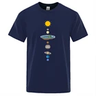 Футболка мужская оверсайз с принтом космической солнечной системы и планет, свободная одежда, футболка с обычным рукавом, модная повседневная рубашка