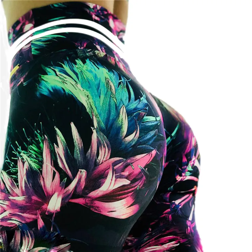 

Женские леггинсы с высокой талией, леггинсы с принтом зеленых листьев, леггинсы для фитнеса с высокой эластичной талией, новинка 2020