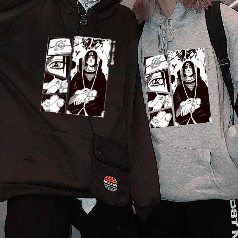 Осень пара Аниме толстовки свободного покроя с капюшоном для мужчин и женщин