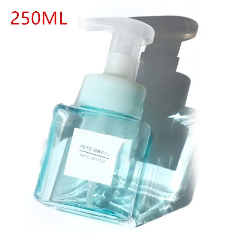 C Blue 250/450/650 мл дозатор мыла пены пенясь насос Пустые Квадратные бутылки Пластик путешествия прозрачная бутылка жидкости для геля для душа, пены насос - Цвет: C Blue