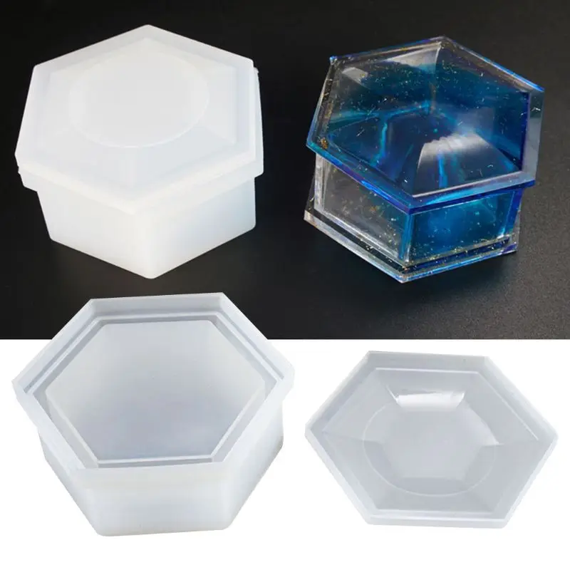 

DIY Hexagon Storage Box Mold Crystal Epoxy Plum-shaped Silicone Mould
