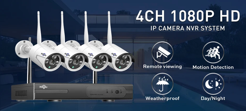 Hiseeu 4CH Беспроводной NVR комплект P2P 1080 P/960 P ИК Домашняя безопасность Водонепроницаемая уличная IP камера CCTV wifi система видеонаблюдения комплект