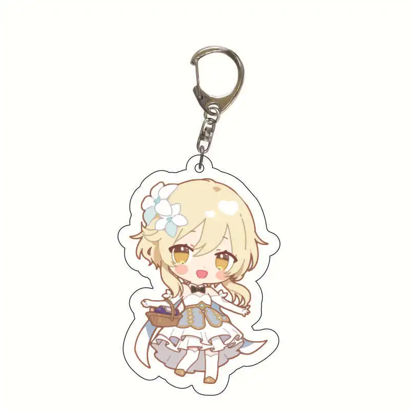 Game Genshin Impact Restaurant Waiter Cosplay Keychain Badge Accessories Key Chain Cartoon Pendant Christmas Gifts | Украшения и