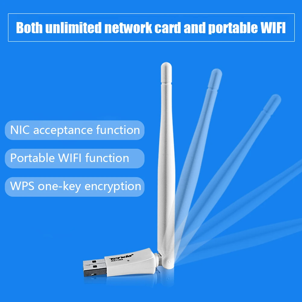 

Tenda W311MA Portable 2.4GHz USB 2.0 WiFi Adapter Dongle 150Mbps Antenna Mini Wireless Network Card Receiver for Laptop Desktop