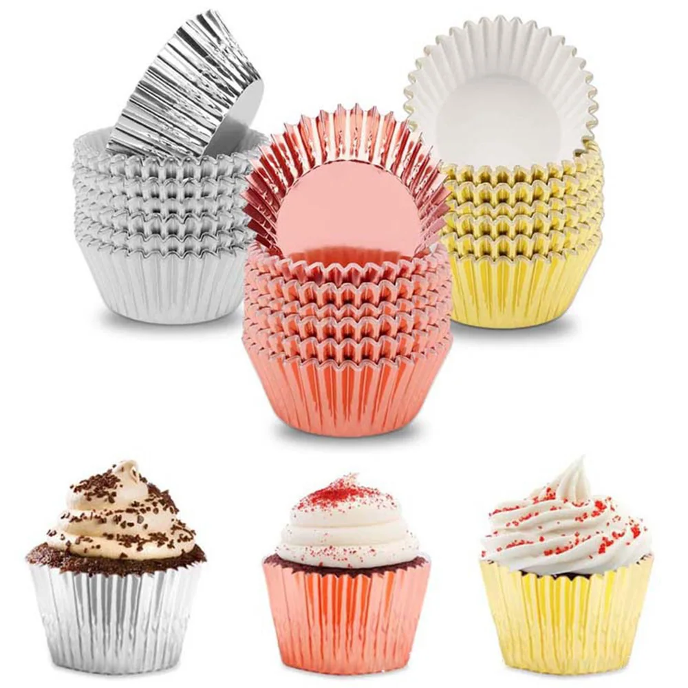 

100Pcs Muffin Cupcake Paper Cup Professional Quality Round Foil Cake Forms Party Tray Cake Mold Baking Cases Kitchen Accessories