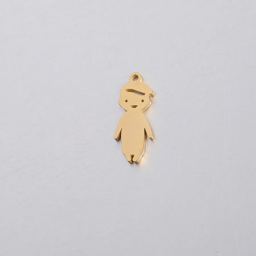 

Jaymaxi Boy Girl Charms Pendant 20mm Mirror Polished Stainless Steel Gold Steel Color Engravaed DIY Jewelry Findings 20PCS/LOT