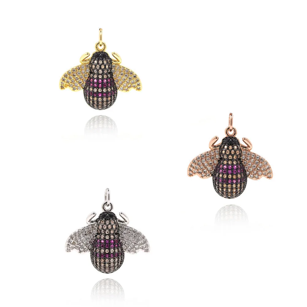 Красочный камень насекомое кулон Micropave Шарм CZ DIY аксессуары ручной работы 22 5*23 мм |