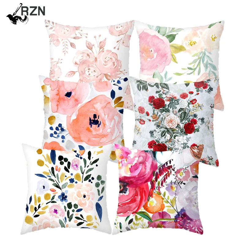 

Flower Pattern Decorative Cushion Cover Pillow Pillowcase Polyester 45*45cm Throw Pillows Home Decor Pillowcover