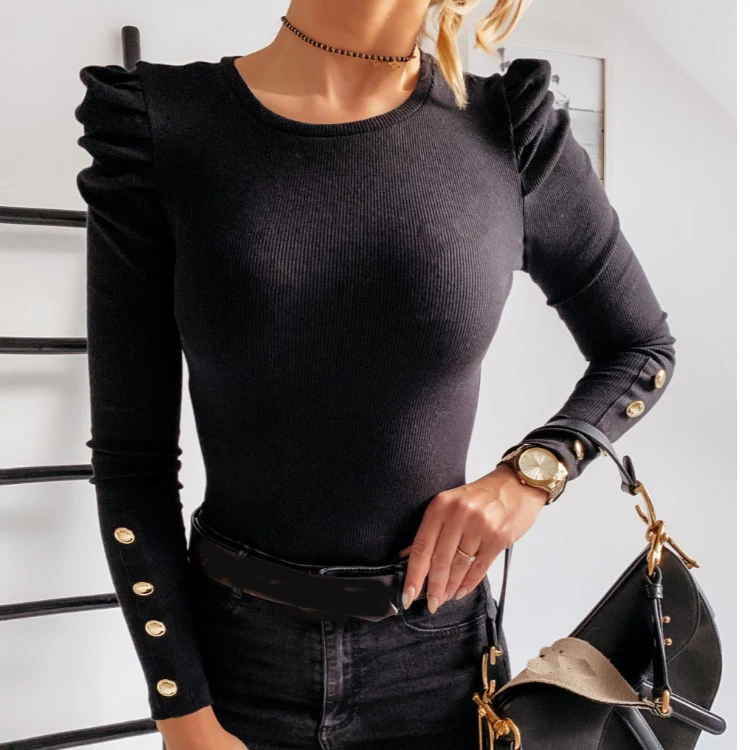 

New Autumn Winter Casual Blouses Tops 2020 Fashion for Women Solid Buttons Shirts Ruffles Blusa Bodycon Pullovers Lady G2165