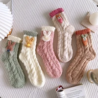 new product winter thick warm womens japanese coral fleece cute cartoon furry twist home leisure sleep socks harajuku kawaii