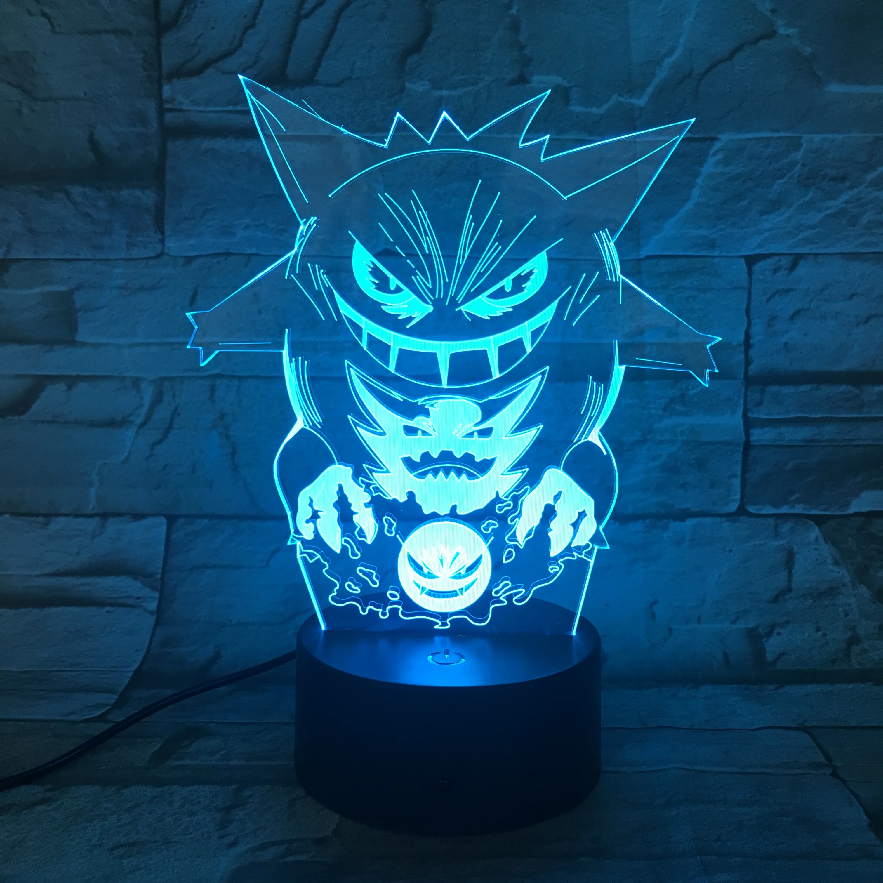 Покемон умбреон Mewtwo Gengar 7 цветов 3D лампа визуальный светодиодный ночник для детей