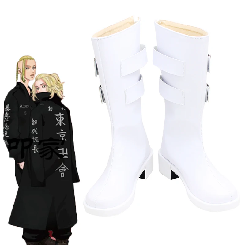 

Обувь для косплея аниме Токио Мстители Сано манджиро майки, белые высокие сапоги для ролевых игр, для мужчин и женщин, Хэллоуин, обувь для ка...